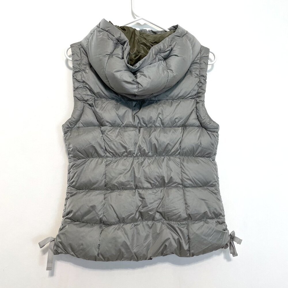 EDDIE BAUER 550 Fill Power GOOSE DOWN Puffer Vest Gray Grey Hooded Winter Small - Picture 13 of 16